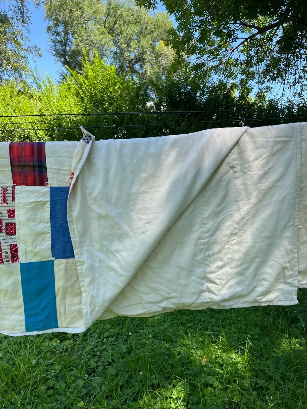 Vtg Quilt Blanket BOHO 60s MCM Retro Heavy 75” x 86” Twin Full
